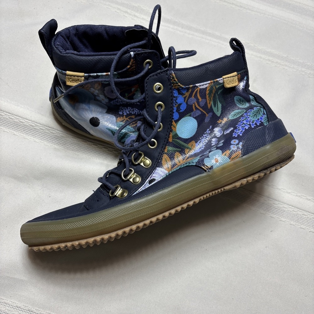 Keds x Rifle Paper Co Scout Boot Water Resistant Navy Blue Floral High Top 8.5